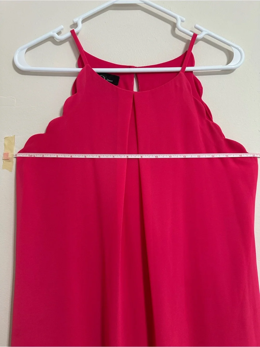 BCX Dress Hot Pink Scalloped Sleeveless Shift Dress | Size Medium